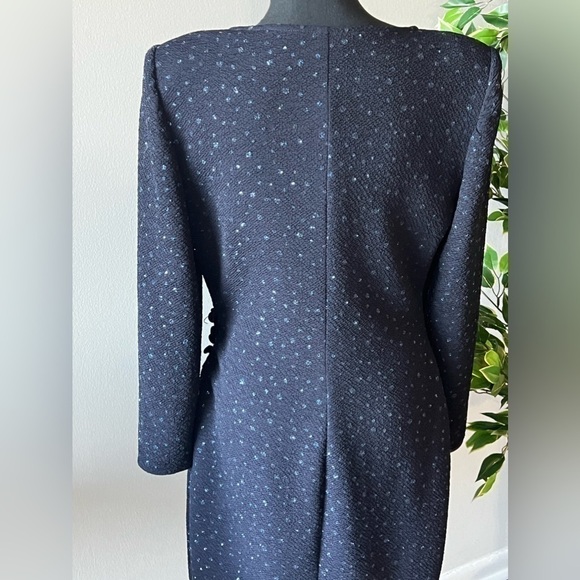 Morton Myles Vintage Blue Sparkle Wrap Dress 12 - Picture 5 of 8